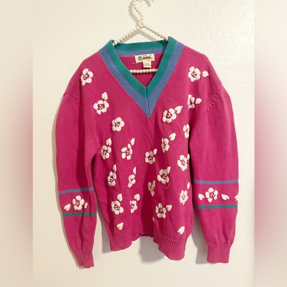 vintage lady Antigua v-neck sweater size XL